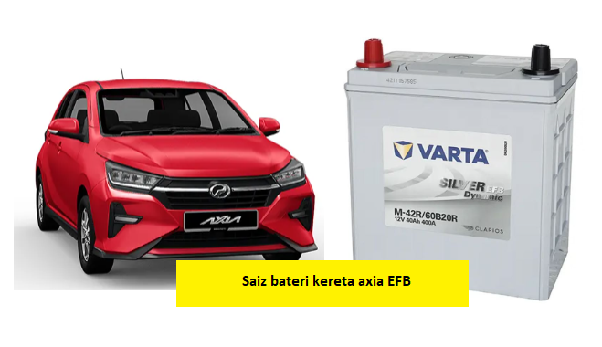 saiz bateri kereta axia efb